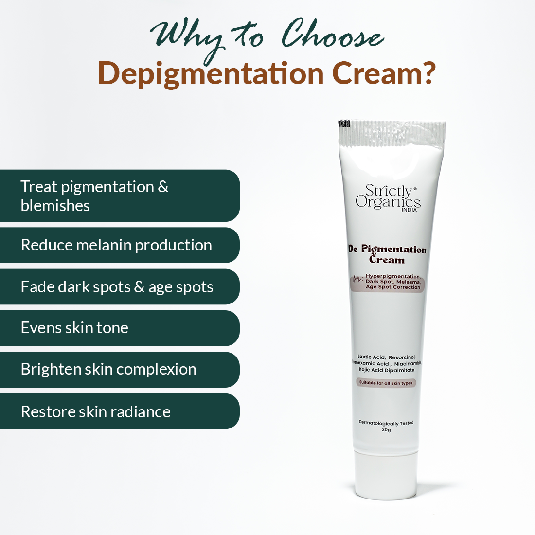 Benefits of Depigmentation cream - Strictly Organics