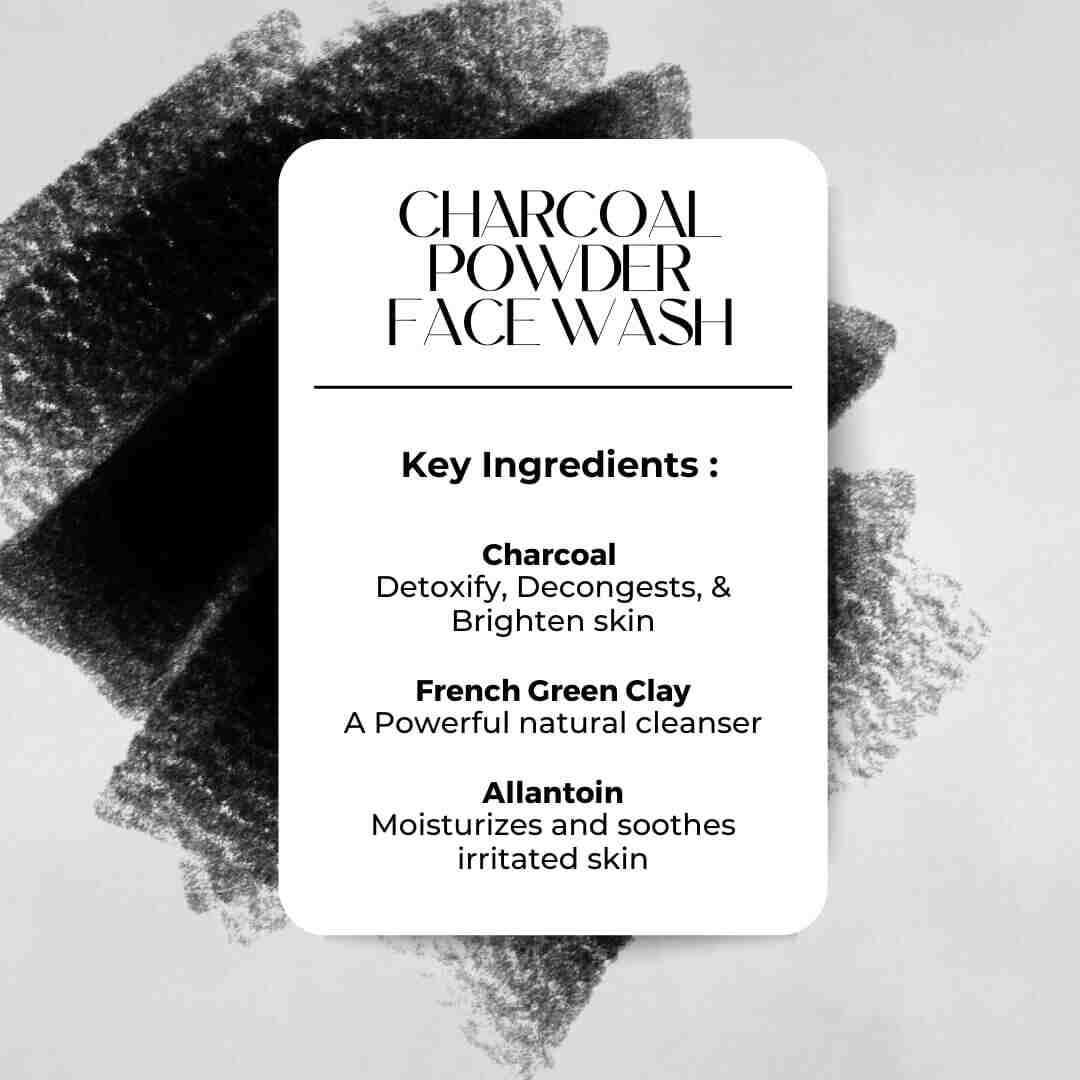 Charcoal Face Wash Powder for Oily and Acne Prone Skin Key Ingredients  - Strictly Organics