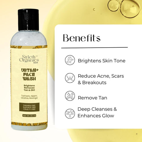 Ubtan+ Face Wash for Glowing Skin & Tan Removall -Strictly Organics